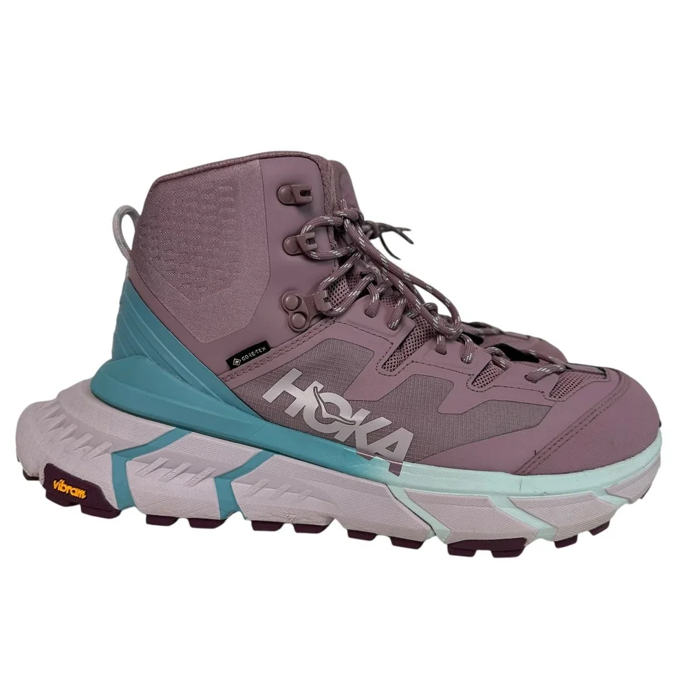 HOKA One One TenNine‎ GTX Womens Hiking Boots Trail Vibram Lug Mauve Teal 9.5